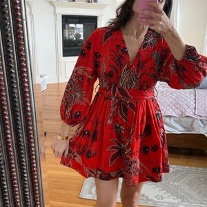 Banana republic Red safari linen dress